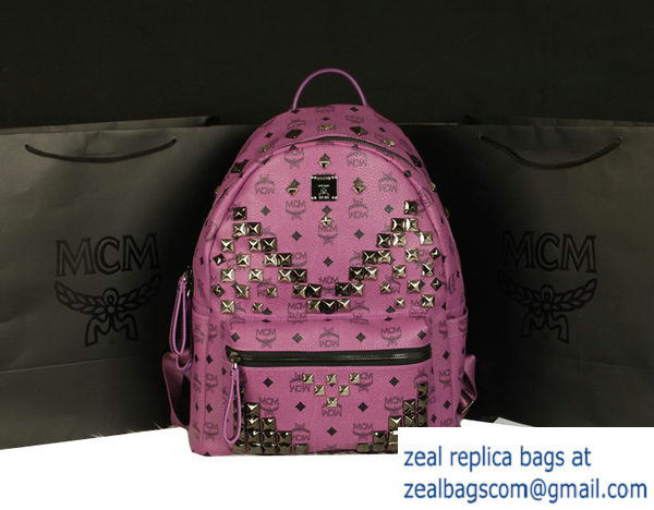 High Quality Replica MCM Stark Backpack Jumbo in Calf Leather 8100 Purple - Click Image to Close